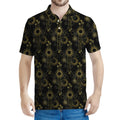 Gold Sun And Moon Pattern Print Men's Polo Shirt