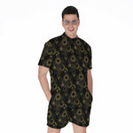 Gold Sun And Moon Pattern Print Men's Rompers