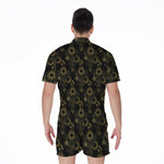 Gold Sun And Moon Pattern Print Men's Rompers