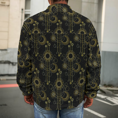 Gold Sun And Moon Pattern Print Men's Shirt Jacket