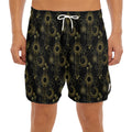 Gold Sun And Moon Pattern Print Men's Split Running Shorts