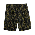Gold Sun And Moon Pattern Print Men's Sports Shorts