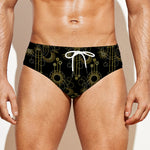 Gold Sun And Moon Pattern Print Men's Swim Briefs