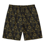 Gold Sun And Moon Pattern Print Men's Swim Trunks