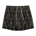 Gold Sun And Moon Pattern Print Mesh Shorts
