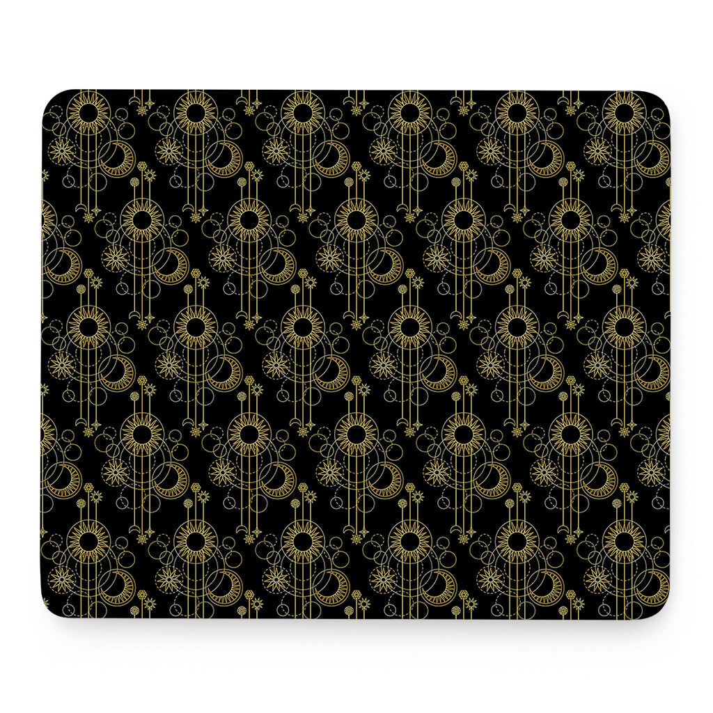 Gold Sun And Moon Pattern Print Mouse Pad