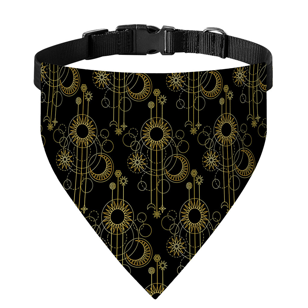 Gold Sun And Moon Pattern Print Over The Collar Dog Bandana