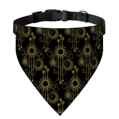 Gold Sun And Moon Pattern Print Over The Collar Dog Bandana