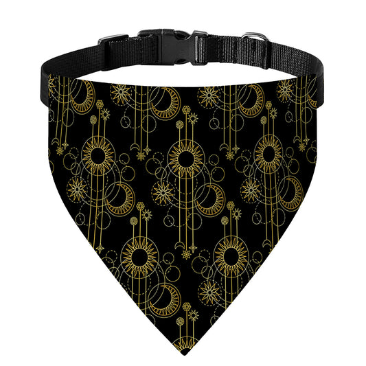 Gold Sun And Moon Pattern Print Over The Collar Dog Bandana