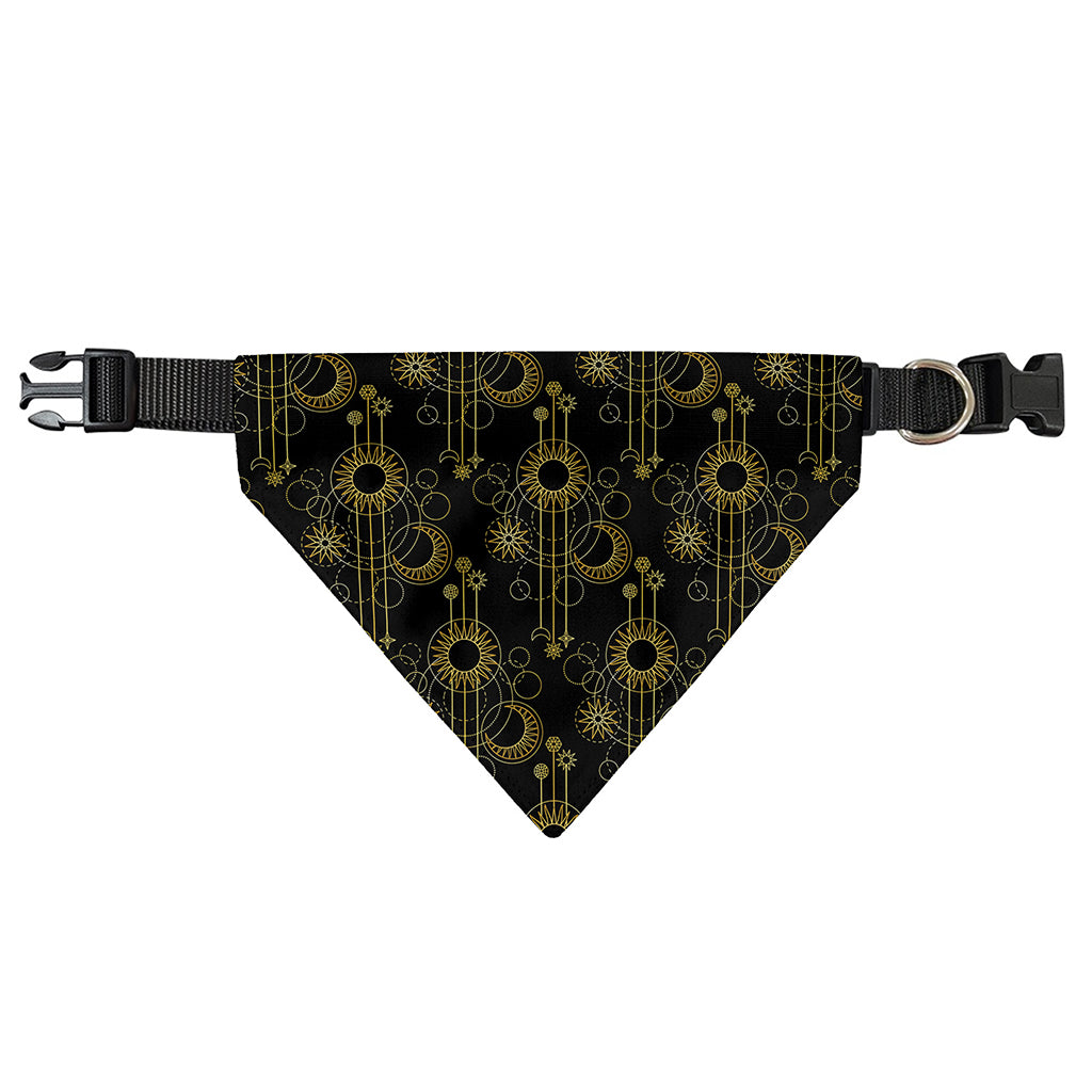 Gold Sun And Moon Pattern Print Over The Collar Dog Bandana