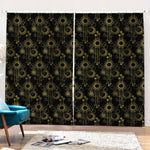 Gold Sun And Moon Pattern Print Pencil Pleat Curtains