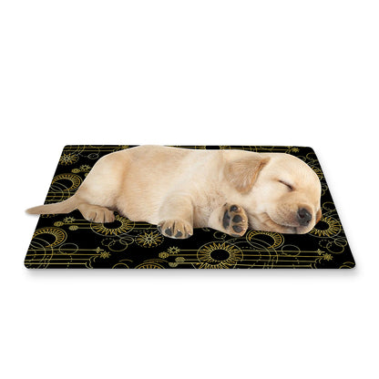 Gold Sun And Moon Pattern Print Pet Cooling Mat Cover