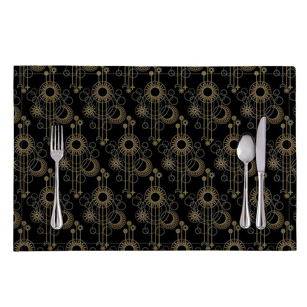 Gold Sun And Moon Pattern Print Placemat