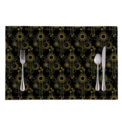 Gold Sun And Moon Pattern Print Placemat