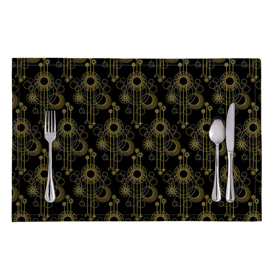 Gold Sun And Moon Pattern Print Placemat