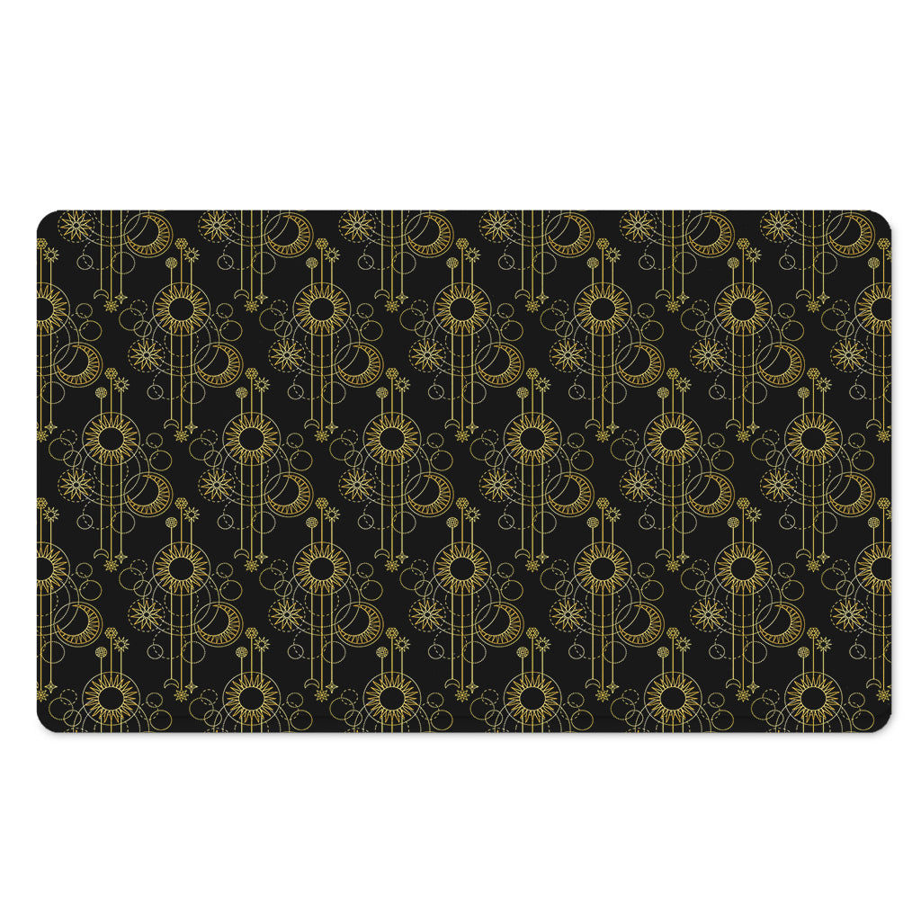 Gold Sun And Moon Pattern Print Polyester Doormat