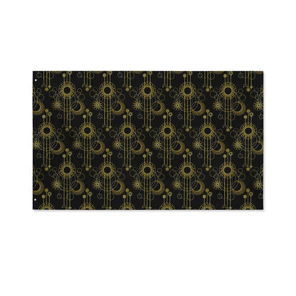 Gold Sun And Moon Pattern Print Polyester Flag