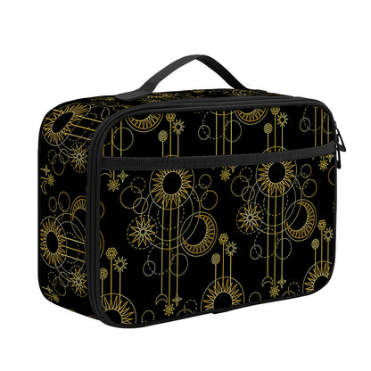 Gold Sun And Moon Pattern Print Portable Lunch Bag