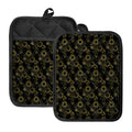 Gold Sun And Moon Pattern Print Pot Holders With Pocket
