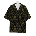 Gold Sun And Moon Pattern Print Rayon Hawaiian Shirt
