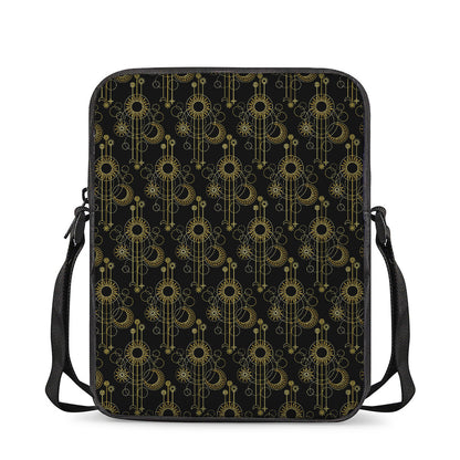 Gold Sun And Moon Pattern Print Rectangular Crossbody Bag