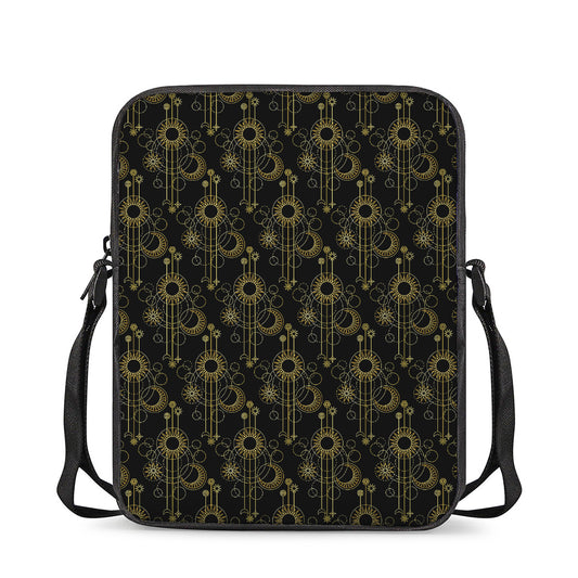 Gold Sun And Moon Pattern Print Rectangular Crossbody Bag