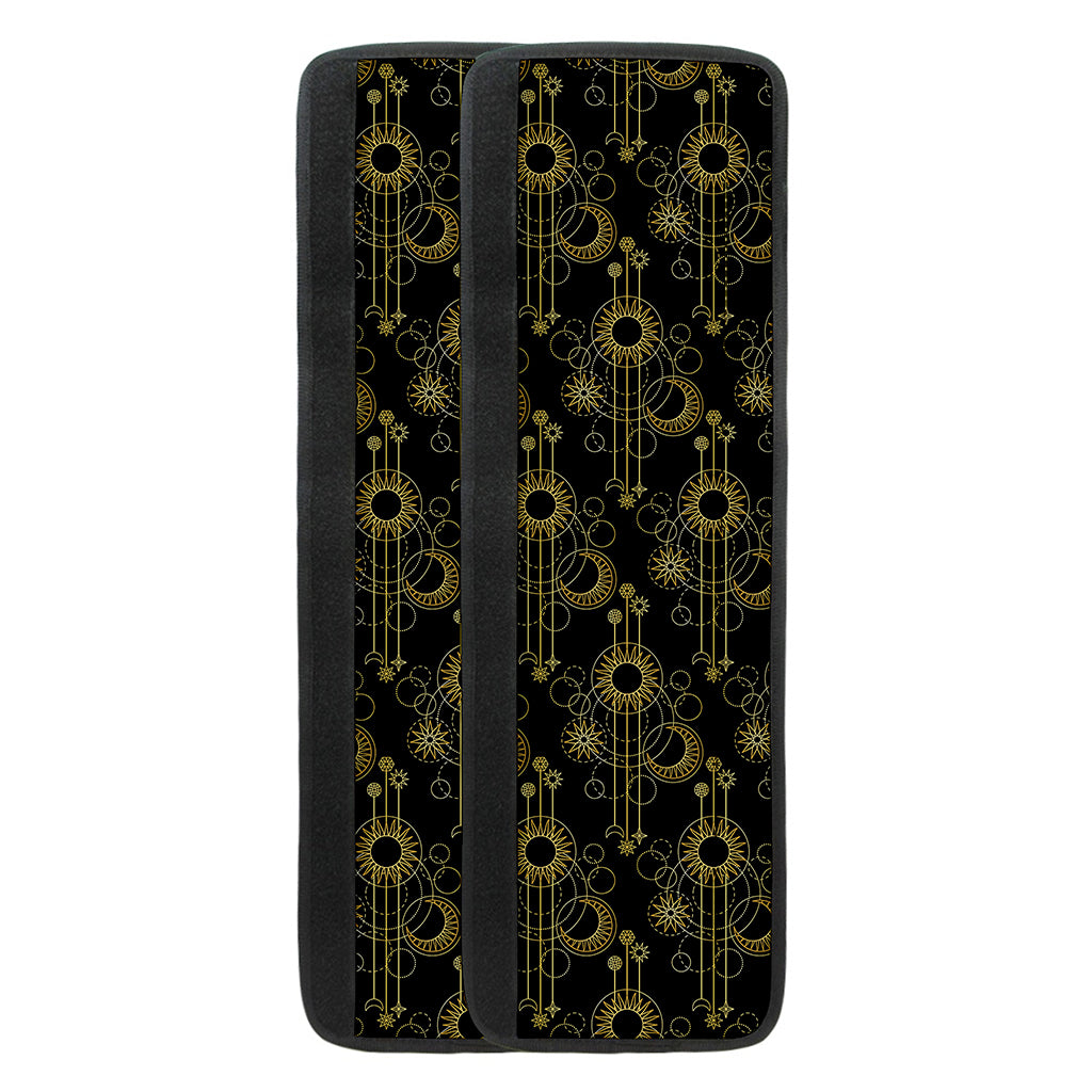 Gold Sun And Moon Pattern Print Refrigerator Handle Covers