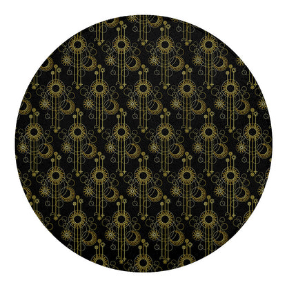 Gold Sun And Moon Pattern Print Round Blanket