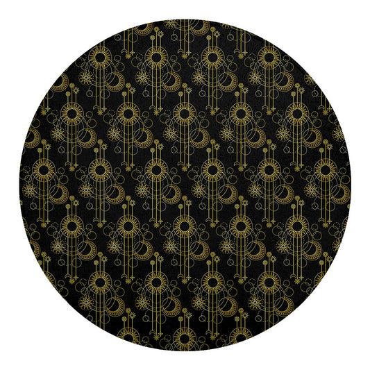 Gold Sun And Moon Pattern Print Round Blanket