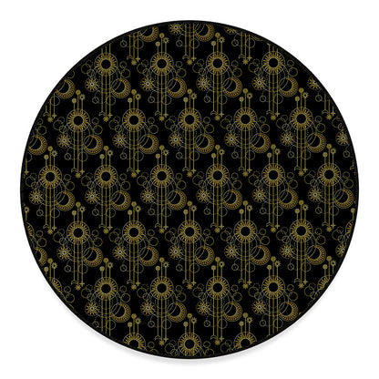Gold Sun And Moon Pattern Print Round Floor Mat