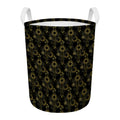 Gold Sun And Moon Pattern Print Round Laundry Basket