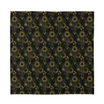 Gold Sun And Moon Pattern Print Silk Bandana
