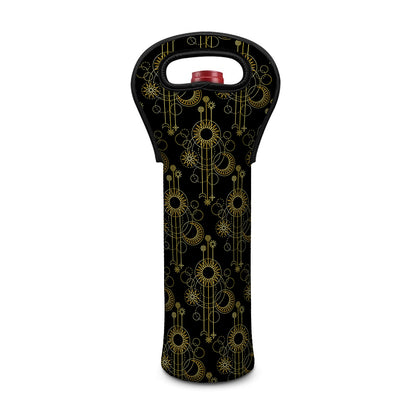 Gold Sun And Moon Pattern Print Single Neoprene Wine Tote
