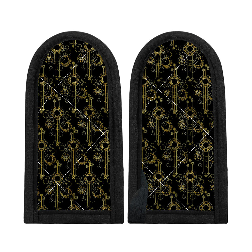 Gold Sun And Moon Pattern Print Skillet Handle Cover