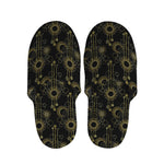 Gold Sun And Moon Pattern Print Slippers