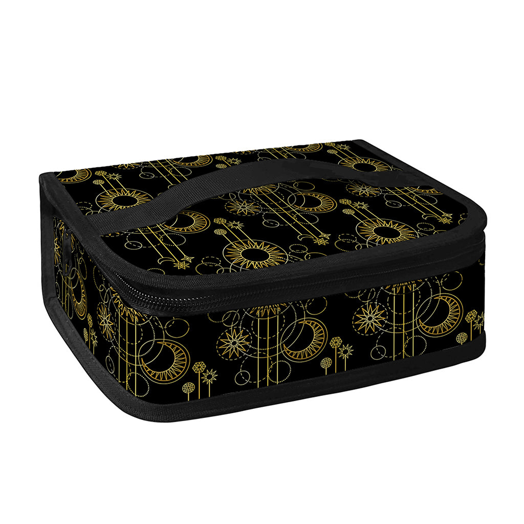 Gold Sun And Moon Pattern Print Small Lunch Bag