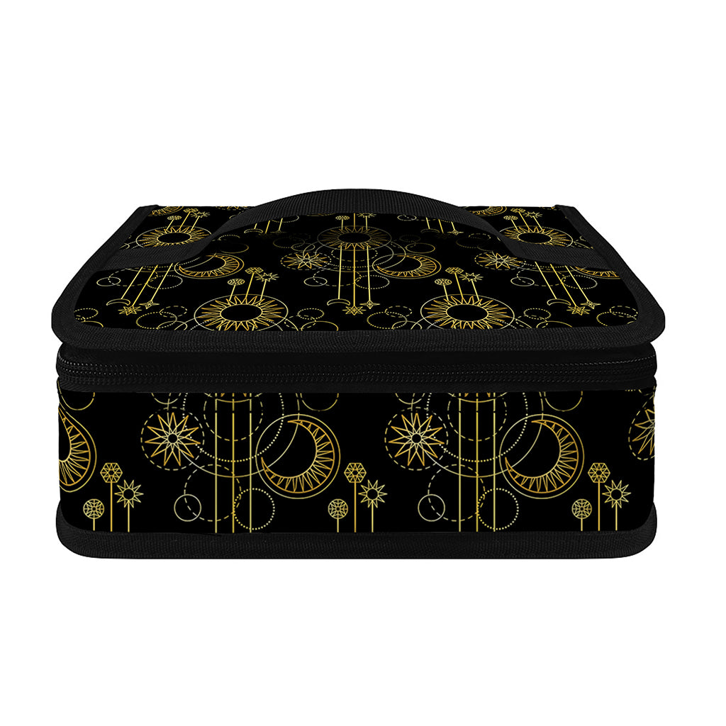 Gold Sun And Moon Pattern Print Small Lunch Bag