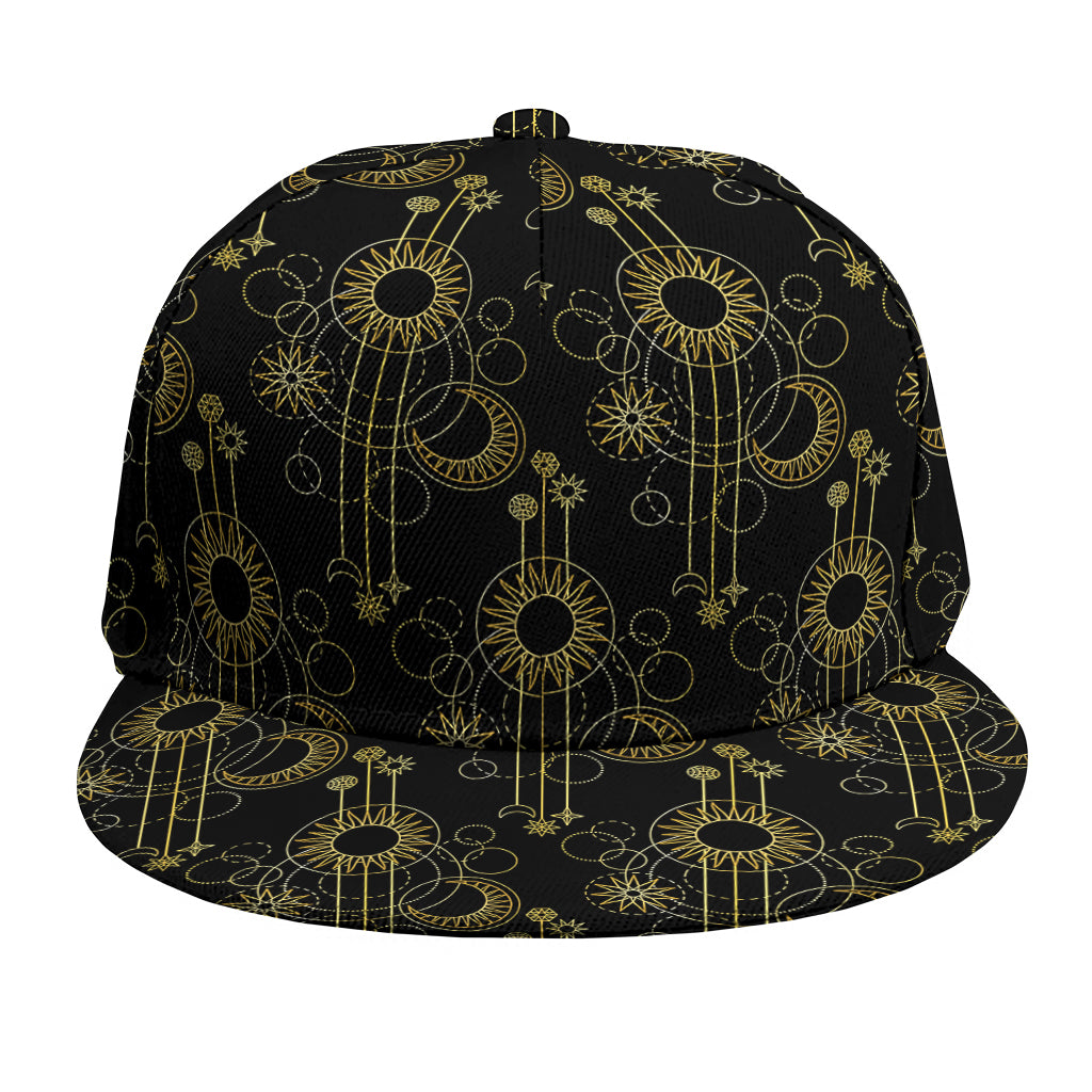 Gold Sun And Moon Pattern Print Snapback Cap
