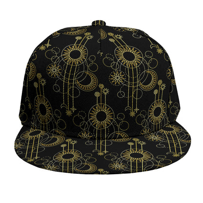 Gold Sun And Moon Pattern Print Snapback Cap