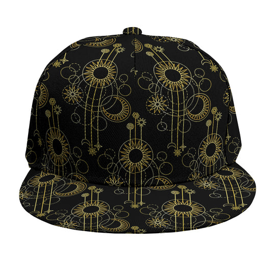 Gold Sun And Moon Pattern Print Snapback Cap