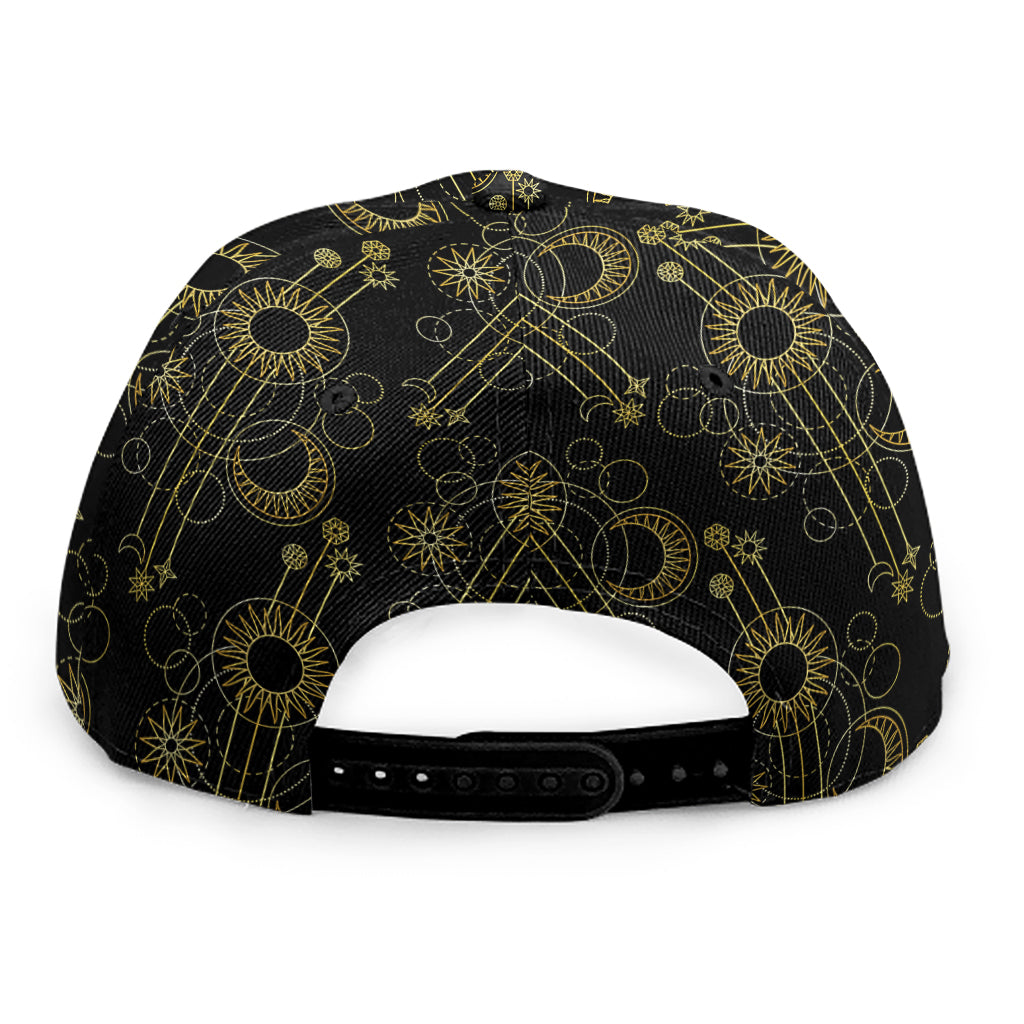 Gold Sun And Moon Pattern Print Snapback Cap