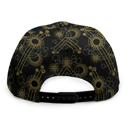 Gold Sun And Moon Pattern Print Snapback Cap