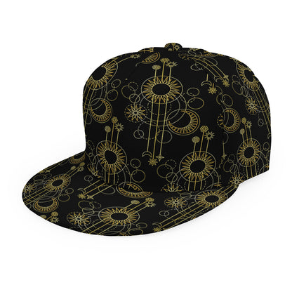 Gold Sun And Moon Pattern Print Snapback Cap