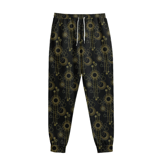 Gold Sun And Moon Pattern Print Sweatpants
