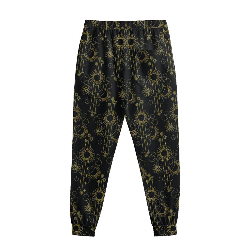 Gold Sun And Moon Pattern Print Sweatpants