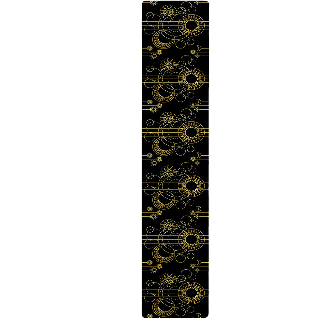 Gold Sun And Moon Pattern Print Table Runner