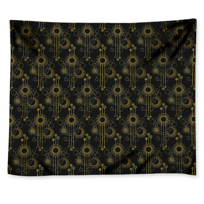 Gold Sun And Moon Pattern Print Tapestry