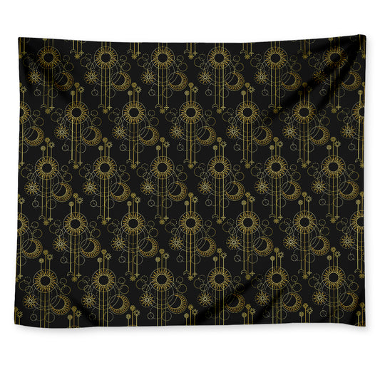 Gold Sun And Moon Pattern Print Tapestry