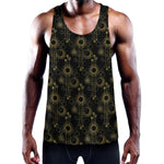 Gold Sun And Moon Pattern Print Training Tank Top