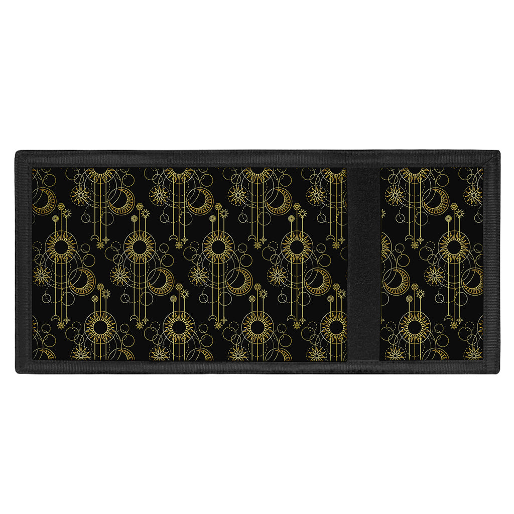 Gold Sun And Moon Pattern Print Trifold Wallet